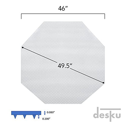 Octagon Gaming Chair Mat, Computer and Office Chair Mat for Carpet, Clear, 46 Inches x 49.5 Inches, Made in The USA