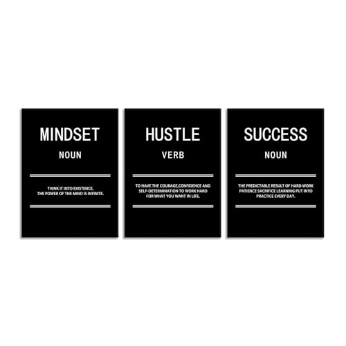 Mindset Hustle Success Inspirational Canvas Wall Art Office 3 Panel Print Motivational Poster Painting Modern Inspiring Artwork for Home Living Room BedRoom Gym Decor Ready to Hang [36''Wx 16''H] - color: Inspirational-9, size: 16.00" x 36.00"
