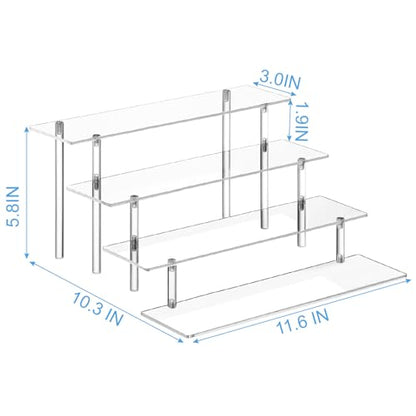 HENABLE 4 Tier Acrylic Perfume Organizer Stand, Clear Display Risers for Perfume, Cologne, Cosmetic, Skincare, Funko POP, Dessert Display, Cupcake Stand Holder - size: 4-Tier 11.6IN