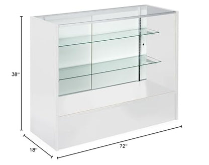 Only Hangers Full Vision Display Showcase with LED Lights, 72" Wide or 48" Wide- Available in Black, Maple, and White (White with LED Lights, 48") - color: White With Led Lights, size: 48"