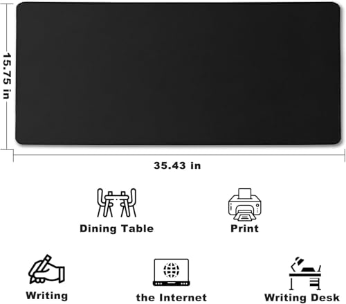 Large Mouse Pad, Desk Mat Large Office Desk Pad Gaming Mouse Pad with Stitched Edges, 35.4" x 15.7" Mousepad with Non-Slip Waterproof Rubber Base for PC Laptop Desk Home Office Accessories, Black - color: Black, size: 35.4" x 15.7"