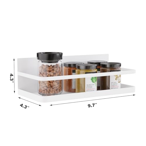 Magnetic Spice Rack Organizer Single Tier Refrigerator Spice Storage Shelf, Easy to Install The Side of The Refrigerator Can Hold spices, Jar of Olive Oil (White, 2 PACK) - color: White, size: 2 PACK