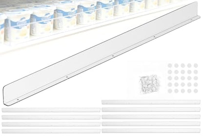 Nalwort 10 Pcs Retail Gondola Shelving Front Fence, Clear PET Shelf Fence with 1/4" Holes and Screws, Front Lips Barrier for Retail Store Display Rack, 3" H x 36" L - size: 3" H x 36" L