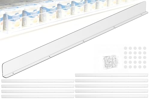 Nalwort 10 Pcs Retail Gondola Shelving Front Fence, Clear PET Shelf Fence with 1/4" Holes and Screws, Front Lips Barrier for Retail Store Display Rack, 3" H x 36" L - size: 3" H x 36" L