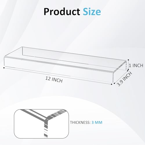 Sezanrpt Acrylic Shelf Riser 12x3.9x1 pack of 2, Clear Display Shelf 12” for Shoes, Glasses, Plants, Home Decors, Perfume, 12x3.9x1 Inch - color: Clear, size: 12x3.9x1 Inch