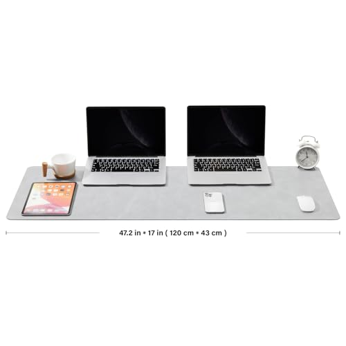 Distressed Leather Desk Mat - Non-Slip PU Desk Pad for Office and Home - Desk Organization and Accessories - Ideal for Large Mouse Pad and Desk Mats on Top of Desks(Ash Gray,47.2"x 17") - color: Ash Gray, size: 47" x 17"