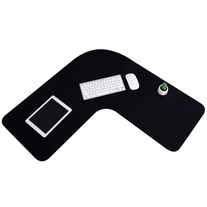 Amylove L Shaped Desk Mat Corner Mouse Pad Waterproof Large Rubber Corner Desk Mat for Office Home L Shaped Curved Keyboard Pad Gaming Setup Computer Protection Supplies, 36.2 Inches(Black)