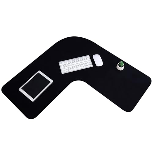 Amylove L Shaped Desk Mat Corner Mouse Pad Waterproof Large Rubber Corner Desk Mat for Office Home L Shaped Curved Keyboard Pad Gaming Setup Computer Protection Supplies, 36.2 Inches(Black)