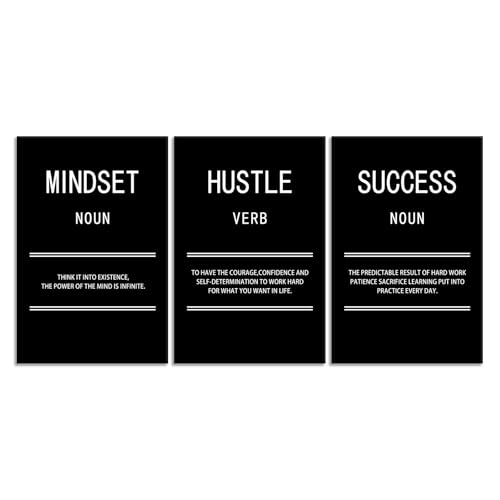 Inspirational Canvas Wall Art Mindset Hustle Success Office 3 Panel Print Motivational Poster Painting Modern Inspiring Artwork for Home Living Room BedRoom Gym Decor Ready to Hang [48''Wx 24''H] - color: Inspirational-9, size: 24.00" x 48.00"