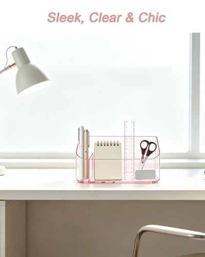 Makeup Tray Holder Organizer Cosmetic Display Case Tabletop Desktop Vanity Countertop Bathroom Wall Cabinet Medicine Storage Box 9 Dividers 2 Removable Women Ladies Girls Gifts Crystal Pink 1 PACK - color: Crystal Pink