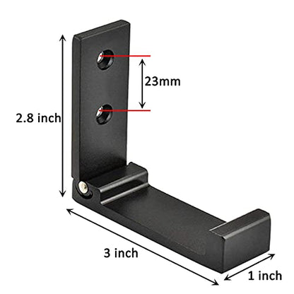 Folding Coat Hooks, Foldable Wall Hooks for Hanging Aluminum Alloy Cloth Hanger Coat Hanger Headphones Holder Headset Wall Hanger Hook- Pack of 4 - color: Black