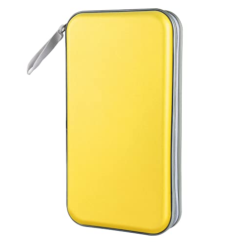 Siveit CD Case holder, 80 Capacity CD/DVD Case Holders Wallet Hard Plastic CD DVD Disc Cases Storage Binder for Car Home Office Travel (Yellow) - color: Yellow