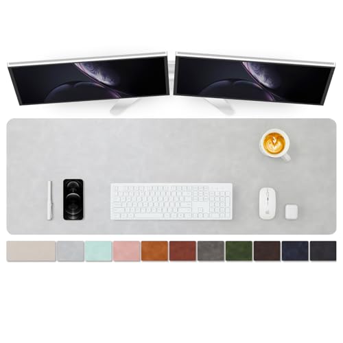 Distressed Leather Desk Mat - Non-Slip PU Desk Pad for Office and Home - Desk Organization and Accessories - Ideal for Large Mouse Pad and Desk Mats on Top of Desks(Ash Gray,47.2"x 17") - color: Ash Gray, size: 47" x 17"