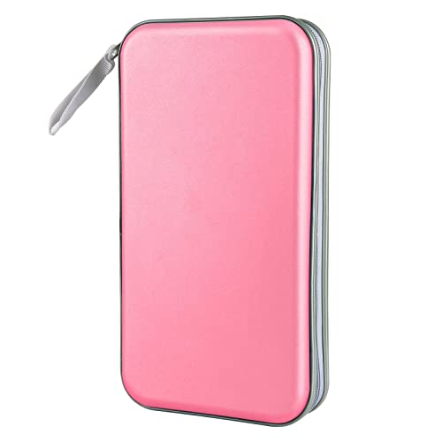 Siveit CD Case holder, 80 Capacity CD/DVD Case Holders Wallet Hard Plastic CD DVD Disc Cases Storage Binder for Car Home Office Travel (Pink) - color: Light Pink