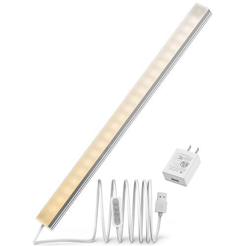 ASOKO LED Under Cabinet Lighting,3 Color Changing(2700K, 4000K,6000K), 14.5in USB Plug-in Under Desk Light, Dimmable LED Grow Light for Home Kitchen,Cabinet,Pantry - size: 14.5 Inch