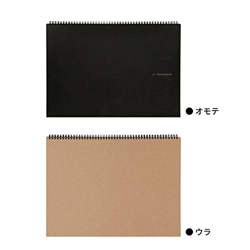 Maruman Mnemosyne Grid Notebook- Horizontal A3 Layout, 12.68" x 16.54", 70 Sheets / 140 Pages, 5mm Graph Paper Journal, Perforated Pages & Wire-Bound to Lay Flat, Black, Made in Japan - size: Grid, A3 (11.69" x 16.54")