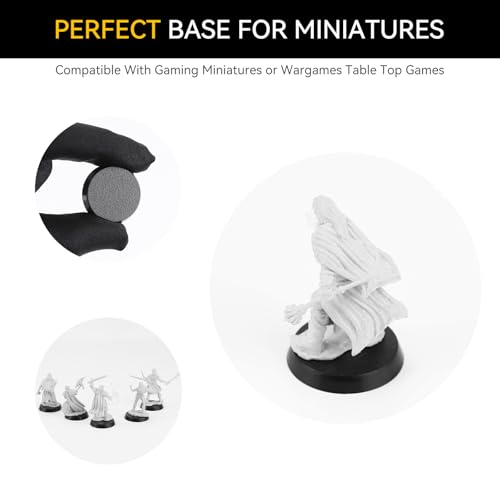 100PCS 25mm/0.98inch Textured Plastic Black Round Miniature Bases, Model Base for Gaming Miniatures or Wargames Table Top Games - color: 25mm-100pcs-black
