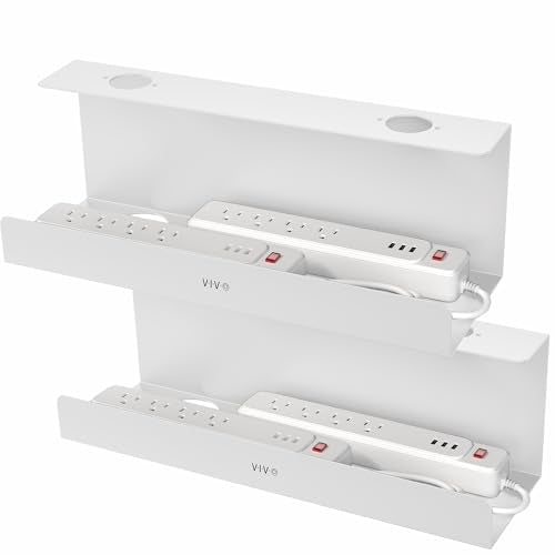 VIVO Under Desk 17 inch Extra Deep Cable Management Trays, Power Strip Holders, Cord Organizers, Wire Tamers for Office and Home, White, 2 Pack, DESK-AC16-2CW - color: White, size: Extra Deep