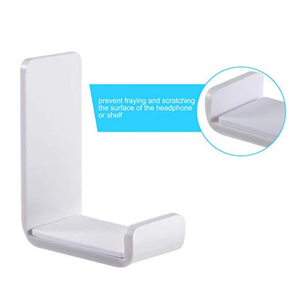 Weewooday 16 Pcs Headphone Hanger Headphone Holder Wall Hook Desk Bulk Adhesive Headset Wall Mount Stand General Purpose