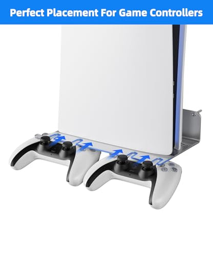 PS5 Wall Mount Aluminum Alloy Compatible with All PS5 Generations Holds Two Controllers Unimpeded Heat Dissipation Ps5 Accessories Universal for Living Room and Bedroom (Silver) - color: Silver