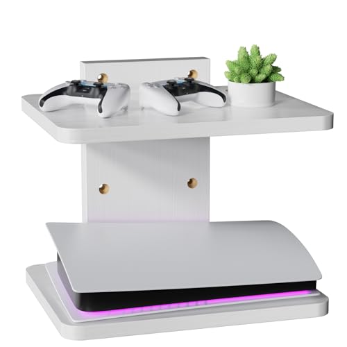 WALI Floating TV Shelf, 2 Tier Projector Shelf for DVD Players, Routers, Game Consoles, Cable Boxes, Living Room Decor Accessories, Wall Mount Shelves Holds Up to 22lbs (CS202NW), 2-Shelf, White - color: White, size: 13.78 x 11.02 Inch