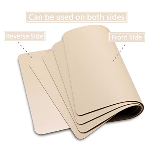 Wipeable Placemats Leather Table Mats Waterproof Heat-Resistant Easy to Clean for Dining Table Set Kitchen Table (2, Buff) - color: Buff, size: set of 2