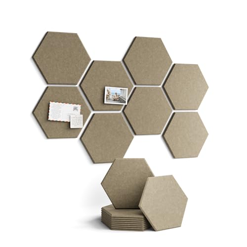 Fluxynara Hexagon Cork Board Alternative for Walls Decor-8-Pack Felt Bulletin Board Tiles,with 50 Adhesive Tabs for Office,Classrooms & Home Pin Board Felt Board-Earth Brown - color: Earth Brown-1, size: 8-Pack