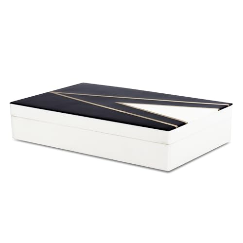 Handicrafts Home Black and White Decorative Storage Box with Lid–Large Coffee Table Storage Box, Handmade Resin Inlay Wooden Box, Remote Control Organizer, Keepsake Box, Home Decor Storage Box-12x6x2 - color: KEPT-DAPPER-GENT, size: 12 x 6 x 2 Inches