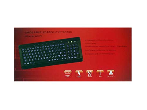 iMBAPrice Large Font Print USB LED Backlit Keyboard, Orange and Blue (IMBA-LOB-BKB) - color: black;blue