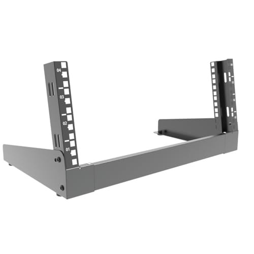 4U Desktop Network Rack 19 inches Small Open Frame Rack 2 Post Free-Standing Tabletop Rack for Server, Patch Panel, Data, AV, IT,Studio or Networking Equipments (4U) - size: 4U