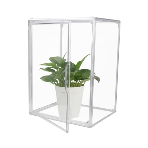GUDEMAY Clear Stackable Plastic Storage Bins with Lid, Dustproof Acrylic Display Case for Collectibles, Large Figures Showcase, Shoe Storage Box, Closet Organizer for Book Cosmetic Purse (L, Count, 1) - size: L