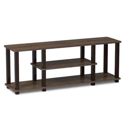 Furinno Turn-N-Tube No Tools 3D 3-Tier Entertainment TV Stand up to 50 inch TV, Square Tubes, Walnut/Brown - color: Walnut/Brown, size: 50 inch