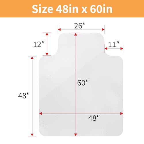 Yecaye Desk Chair Mat for Hardwood Floor, Office PVC Computer Chair Mat, Floor Protector for Rolling Chairs (Transparent, 48" x 60") - size: 48" x 60"