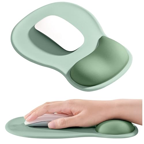 EooCoo Ergonomic Mouse Pad with Gel Wrist Rest Support Middle Concave Design, Relieve Wrist Pain Mousepad, Non-Slip Base for Laptop, Office Desk Accessories, Carpal Tunnel Syndrome-Avocado Green - color: Avocado Green