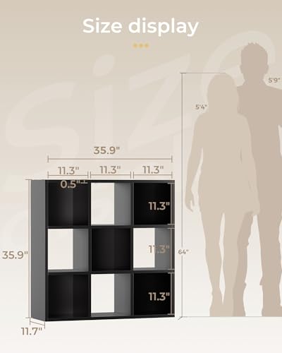 GTPLAYER 9-Cube Storage Organizer, Fits 11" Bins, Vertical or Horizontal Use, Opening Bookshelf, Partial Back Panels, Stackable Design Bookcase, for Living Room, Media Console, Hallway, Black - color: 9 Cube - Black