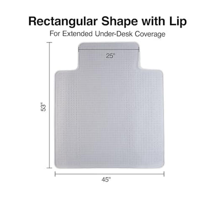 Staples Carpet Chair Mat with Lip, 45" x 53'', High-Pile, Clear (20362-CC) - size: 45" x 53", style: High-Pile