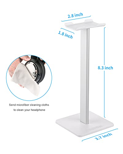 New Bee Headphone Stand Headset Holder Earphone Stand with Aluminum Supporting Bar Flexible Headrest ABS Solid Base for All Headphones Size (White) - color: White