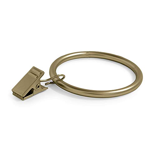 Ivilon Drapery Curtain Clips with Rings - Set of 14 Decorative Drapery Rings Curtain Clip Rings with Strong Clips 2" Diameter - Color Warm Gold - color: Warm Gold, size: Set of 14 (2")