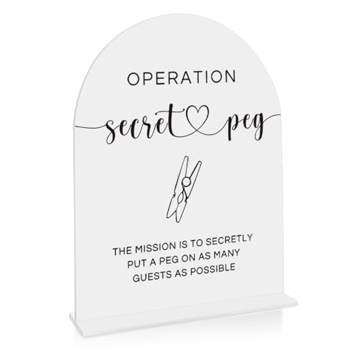 Wedding Peg Game Sign Operation Secret Peg Decor Wedding Bridal Shower Party Game Sign Engagement Table Desk Decoration - color: secret peg