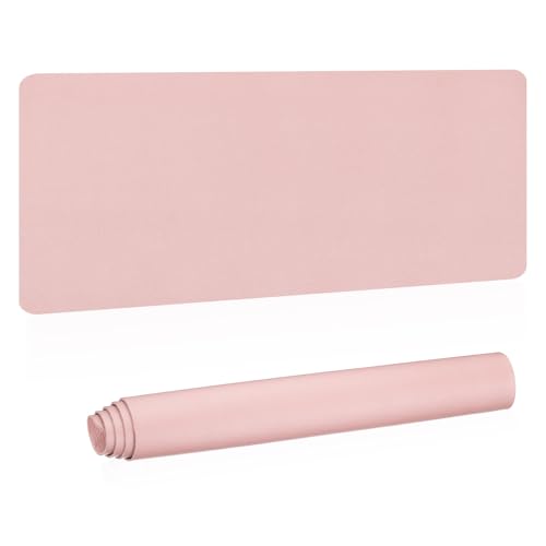 Patikil Desk Mat, 48""x17" Non-Slip Waterproof PU Leather Desk Pad Dual Sided Home Work Study, Light Pink - color: Light Pink, size: 48"x17"