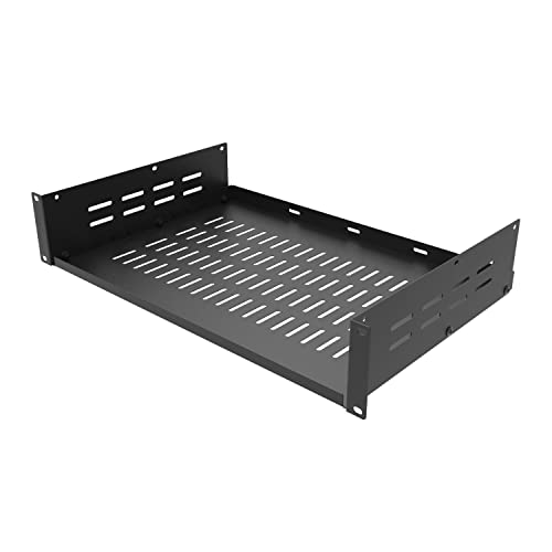 2U 19-Inch Universal Vented Rack Mount Cantilever Server Rack Shelf-12 Inch Deep-Disassembled Black (2U12InD) - size: 2U12InD