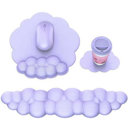 MOKURU Cloud Mouse Pad with Wrist Rest, Cloud Keyboard Wrist Rest, Mouse Pad Wrist Support, Ergonomic Keyboard Mouse Wrist Support (Purple) - color: Purple