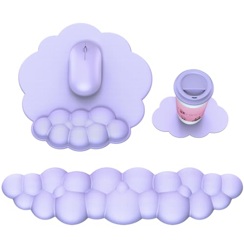 MOKURU Cloud Mouse Pad with Wrist Rest, Cloud Keyboard Wrist Rest, Mouse Pad Wrist Support, Ergonomic Keyboard Mouse Wrist Support (Purple) - color: Purple