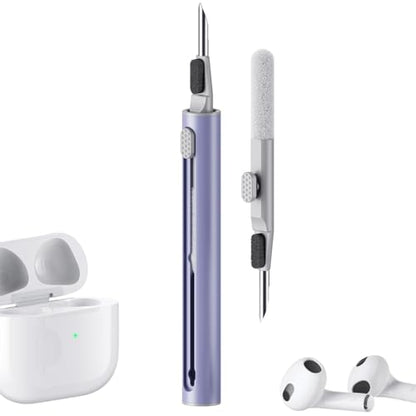 Hyashee Cleaner Kit for Airpods Pro 1 2 3 Multi-Function Cleaning Pen with Soft Brush Flocking Sponge for Bluetooth Earphones Case Cleaning Tools (Lavender Purple) - color: Lavender Purple