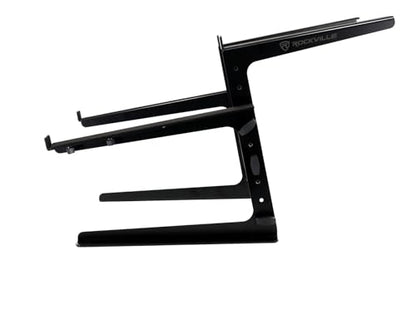 Rockville Rock2d2 Adjustable Dual Shelf DJ Controller Midi Keyboard Laptop Stand | Fits Laptops & MIDI Keyboards, Adjustable Width/Height/Depth, Steel Construction, Rubber Grip Pads, Non-Slip Feet