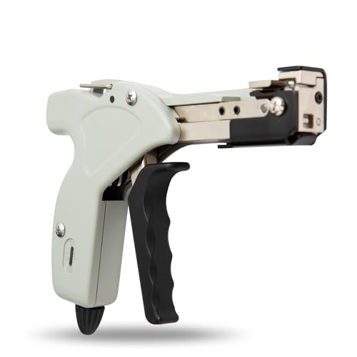 Metal Zip Tie Cutter, Stainless Steel Cable Tie Gun with Adjustable Tension & Automatic Cutter for Stainless Steel Tie Wrap with Free Zip Tie Release Tool, Single-Hand Operated - style: Single-Hand Operated
