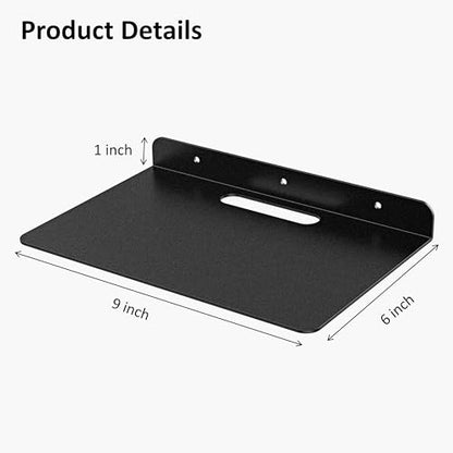 Small Floating Shelf, Wall Shelf, Metal Floating Shelves for Echo, Cameras, Small Speaker, Wall Shelves for Bathroom, Living Room, Bedroom (Black 1pcs 9x6 inch) - color: Black 1pcs 9"x6"
