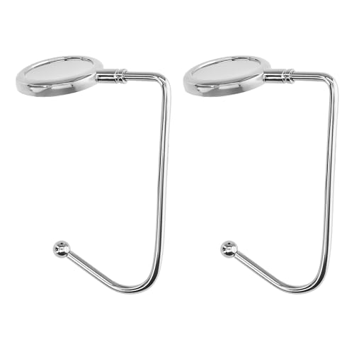 kwmobile Purse Hook for Table - Set of 2 Purse Holder - Handbag Hanger - Portable Bag Holder - Bag Hooks for Desk - Table Hook Silver - color: Silver