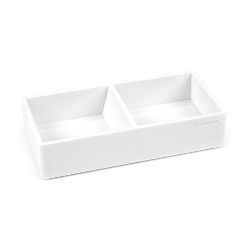 Poppin This & That Tray - Modular Desk Trays for Office Organization, Color-Coordinated Office Supplies for Desk (White, This & That Tray) - color: White, size: 6.3" x 3" x 1.5"