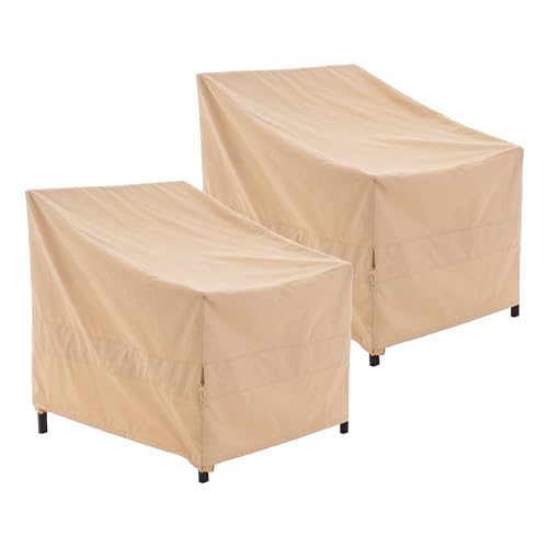 WJ-X3 Patio Chair Cover, Outdoor Lounge Cover, Heavy Duty, Waterproof Lawn Chair Covers, 36W x 40D x 36H, Beige, 2-Pack - color: Beige, size: 36W x 40D x 36H, 2-Pack, Lounge Chair